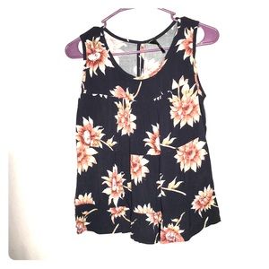 Forever 21 Navy Blue Floral Tank- Size Medium